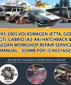 1993-2005 Volkswagen Jetta, Golf, Gti, Cabrio (A3-A4) Hatchback & Sedan Workshop Repair Service Manual - 350Mb Pdf! (CA031650)