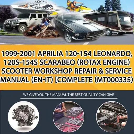 1999-2001 Aprilia 120-154 Leonardo, 120S-154S Scarabeo (Rotax Engine) Scooter Workshop Repair & Service Manual (En-It) [Complete (MT000335)