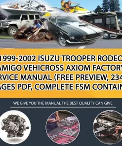 1999-2002 Isuzu Trooper Rodeo Amigo Vehicross Axiom Factory Service Manual (Free Preview, 23400 Pages Pdf, Complete Fsm Contains (CA013743)