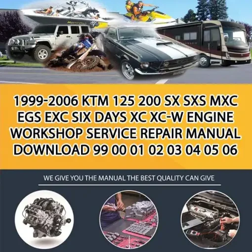 1999-2006 Ktm 125 200 Sx Sxs Mxc Egs Exc Six Days Xc Xc-W Engine Workshop Service Repair Manual Download 99 00 01 02 03 04 05 06 (MT030448)