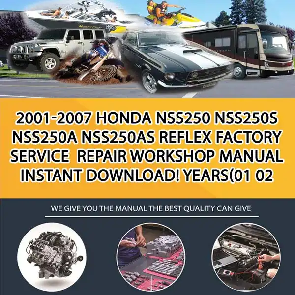 2001-2007 Honda Nss250 Nss250S Nss250A Nss250As Reflex Factory Service Repair Workshop Manual Instant Download! Years(01 02 (MT018539)