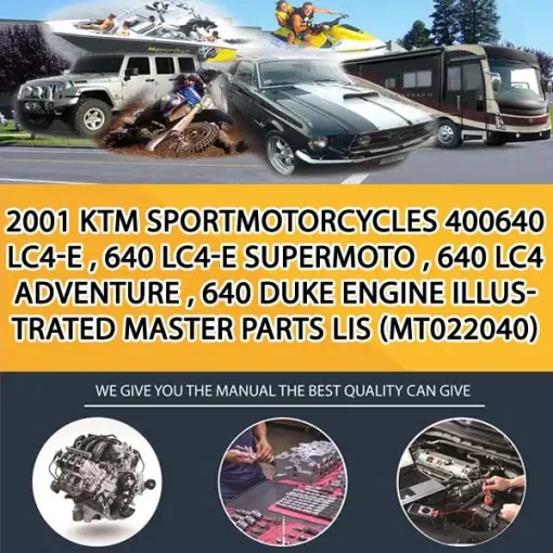 2001 Ktm Sportmotorcycles 400640 Lc4-E , 640 Lc4-E Supermoto , 640 Lc4 Adventure , 640 Duke Engine Illustrated Master Parts Lis (MT022040)
