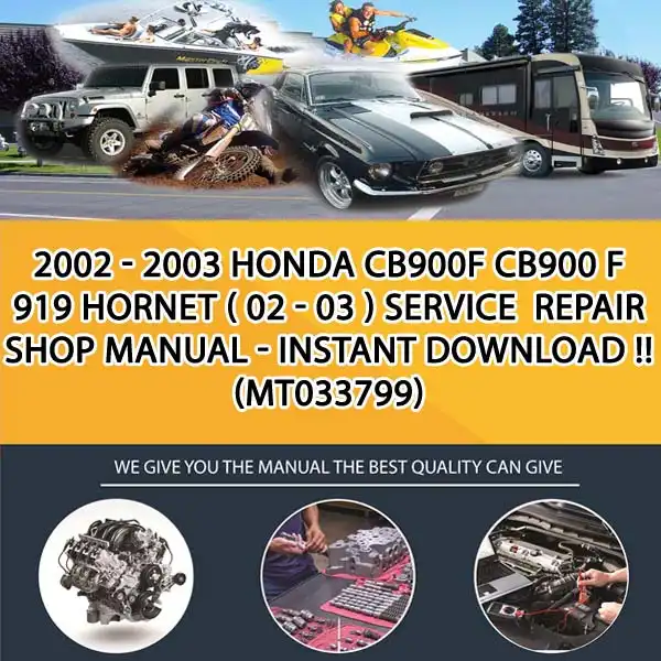 2002 - 2003 Honda Cb900F Cb900 F 919 Hornet ( 02 - 03 ) Service Repair Shop Manual - Instant Download !! (MT033799)