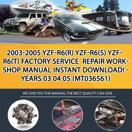 2003-2005 Yzf-R6(R) Yzf-R6(S) Yzf-R6(T) Factory Service Repair Workshop Manual Instant Download! - Years 03 04 05 (MT036561)