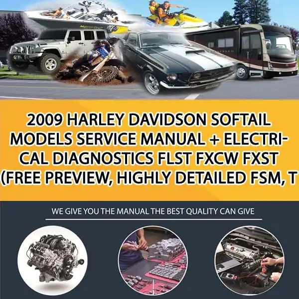 2009 Harley Davidson Softail Models Service Manual + Electrical Diagnostics Flst Fxcw Fxst (Free Preview, Highly Detailed Fsm, T (MT032358)