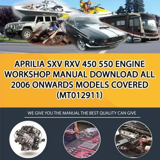Aprilia Sxv Rxv 450 550 Engine Workshop Manual Download All 2006 Onwards Models Covered (MT012911)