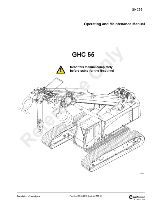 Grove GHC55 OM MM Operators and Maintenance Manual PDF Download