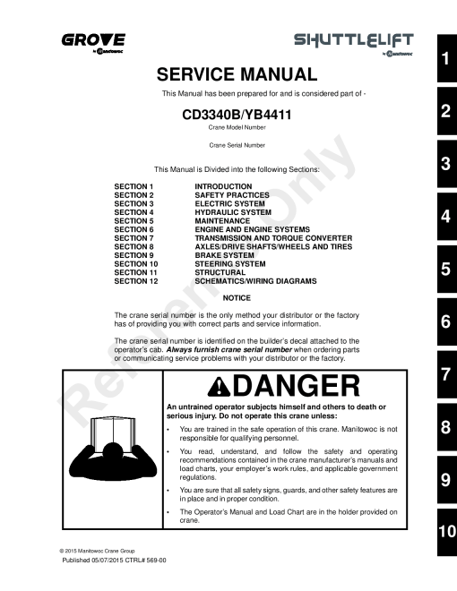 Grove YB4411-CD3340B Workshop Repair Service Manual PDF Download