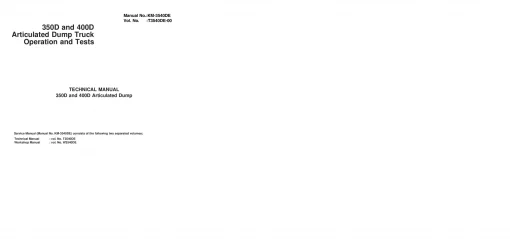 Hitachi 350D 400D Articulated Dump Technical manual PDF download