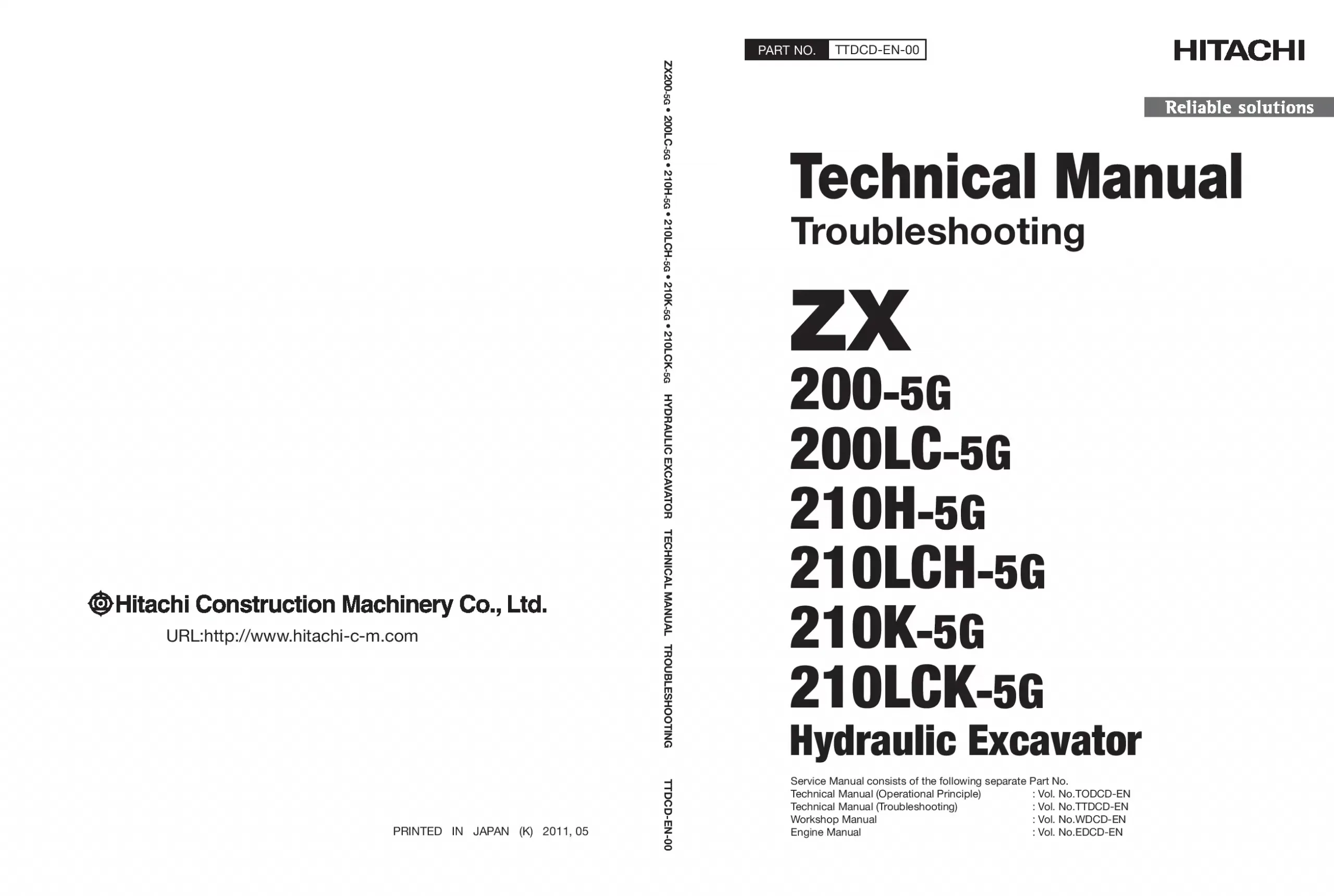 Hitachi ZX 200-5G 210-5G LC H LCH K LCK Troubleshooting Technical manual PDF download