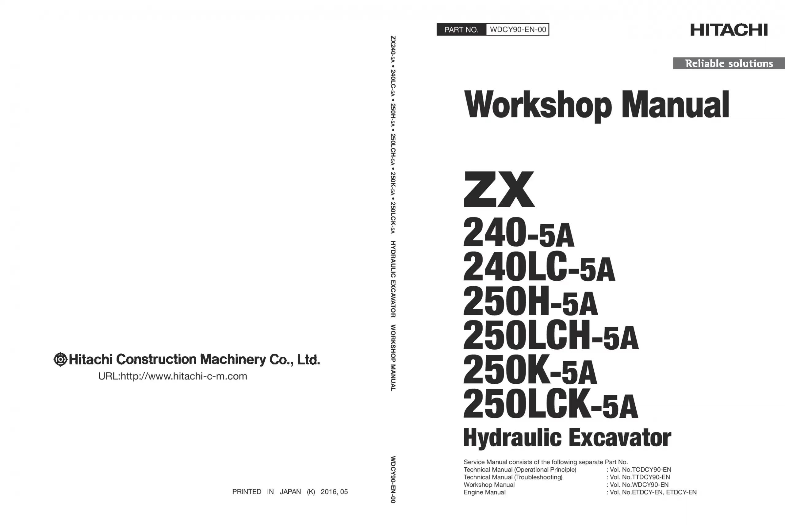 Hitachi ZX 240-5A 250H-5A 250K-5A LC LCH LCK Workshop manual PDF download