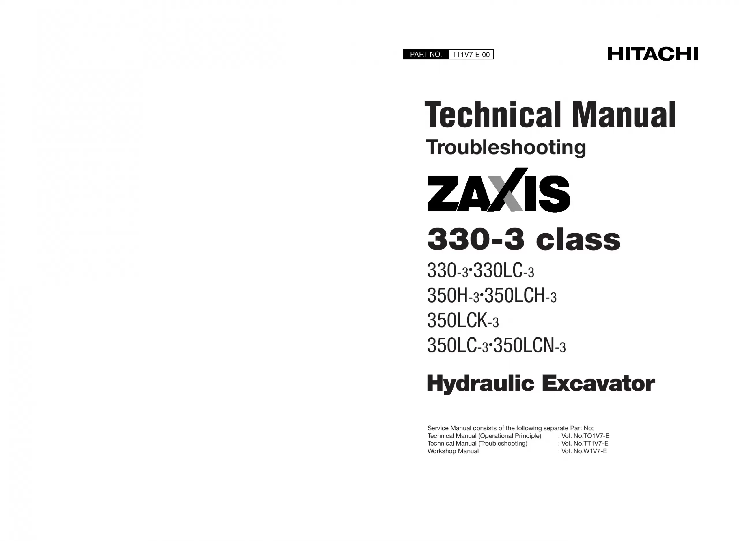 Hitachi ZX 330-3 350-3 LC LCN LCH H LCK Troubleshooting Technical manual PDF download