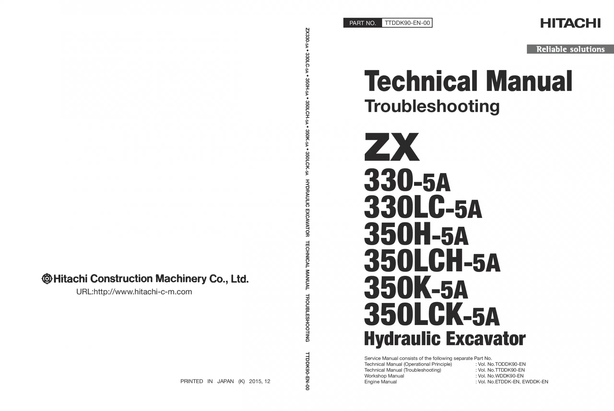 Hitachi ZX 330-5A 350H-5A 350K-5A LC LCH LCK Troubleshooting Technical manual PDF download