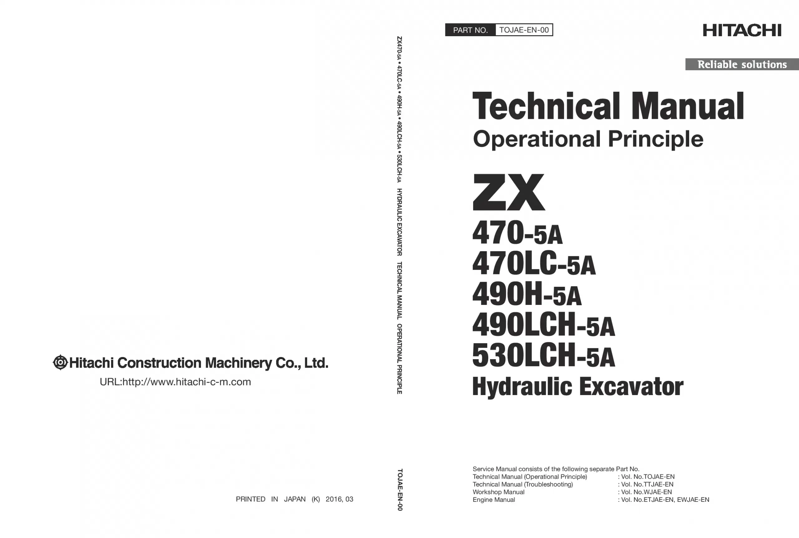 Hitachi ZX 470-5A 470LC-5A 490H-5A 490LCH-5A 530LCH-5A Technical manual PDF download