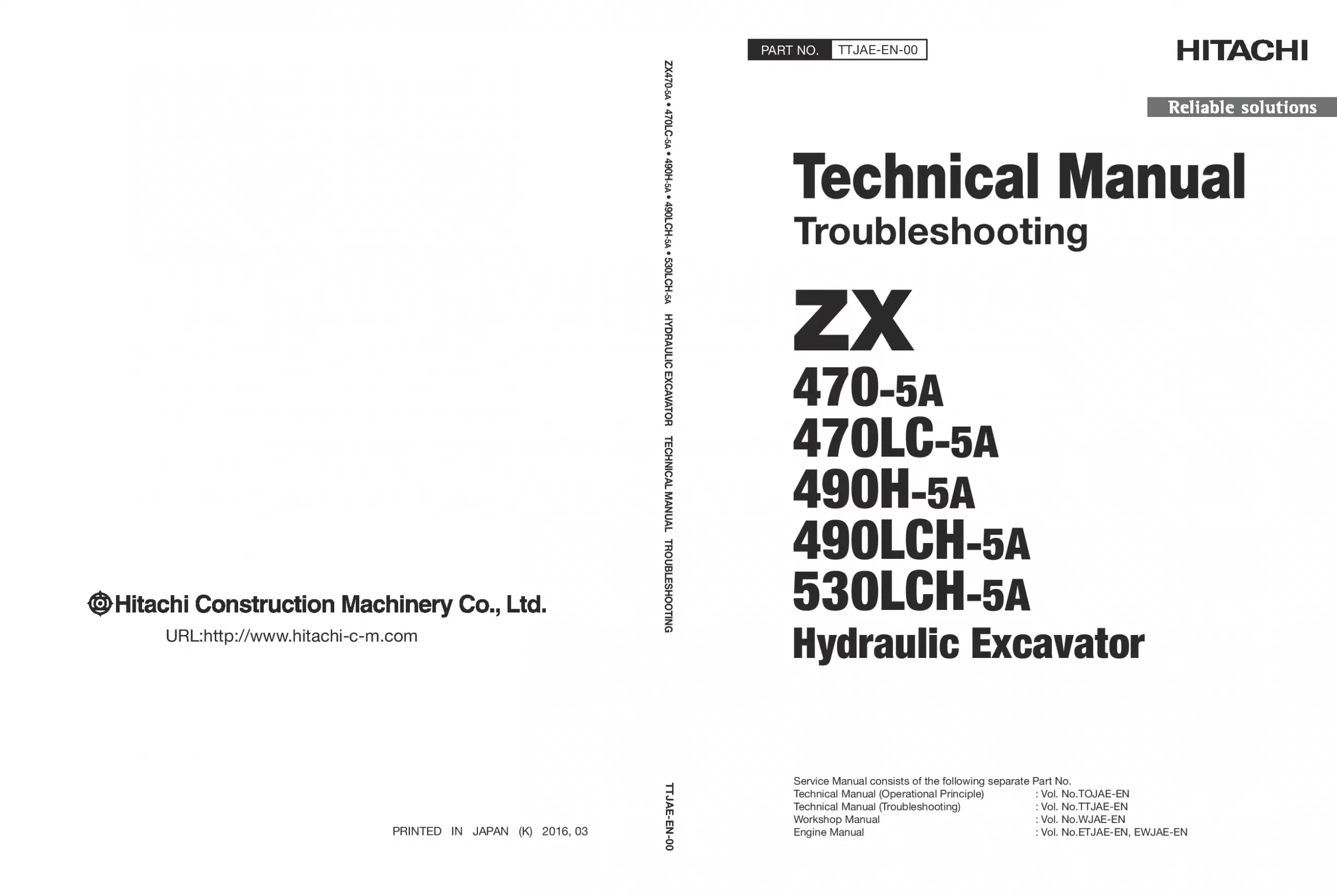 Hitachi ZX 470-5A 470LC-5A 490H-5A 490LCH-5A 530LCH-5A Troubleshooting Technical manual PDF download