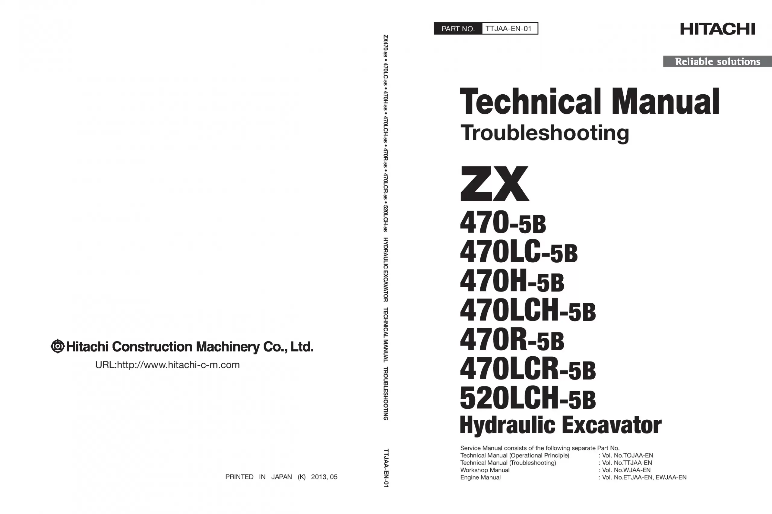 Hitachi ZX 470-5B LC H LCH R LCR 520LCH-5B Troubleshooting Technical manual PDF download