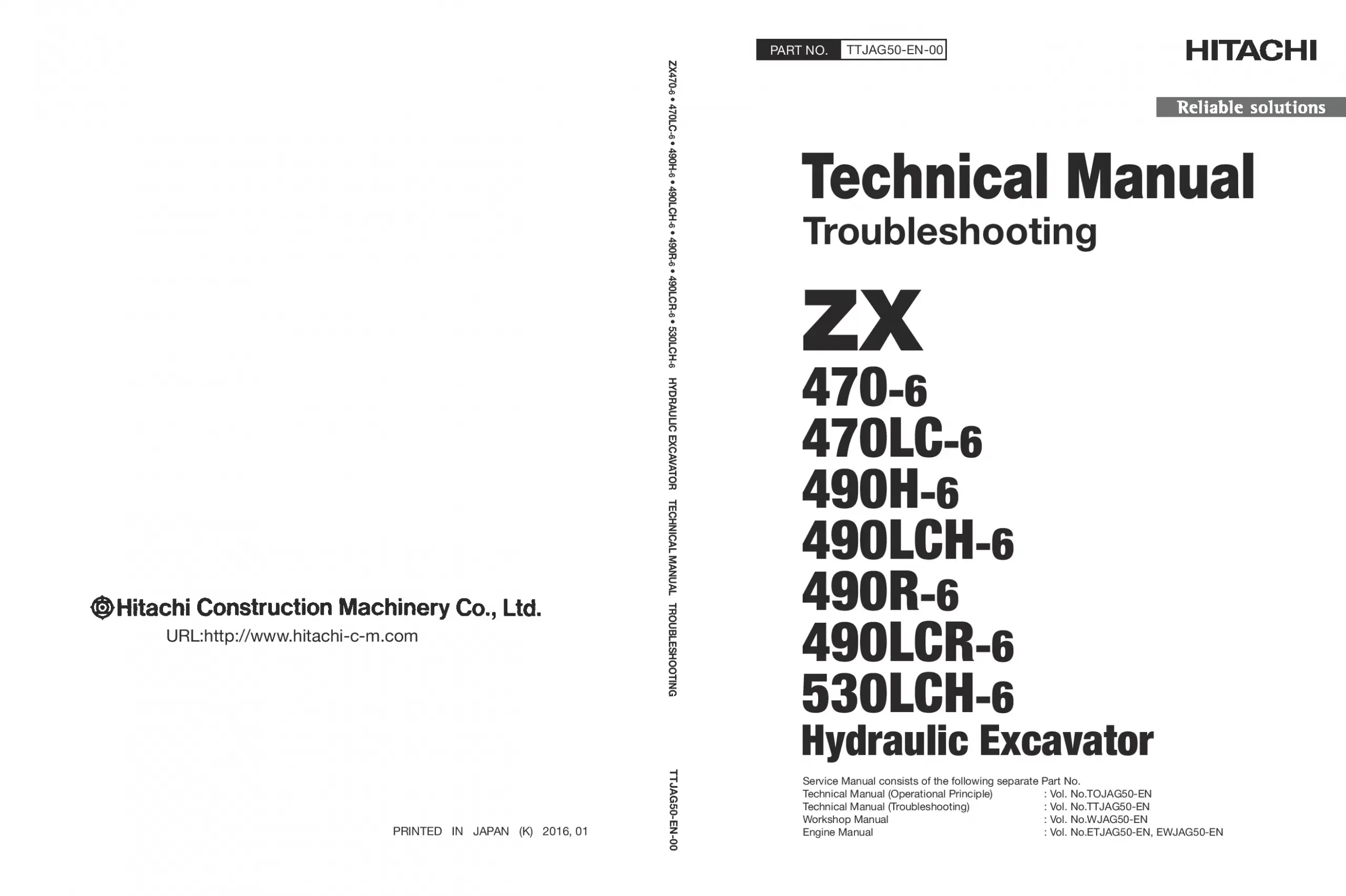 Hitachi ZX 470-6 LC 490H-6 LCH 490R-6 LCR 530LCH-6 Troubleshooting Technical manual PDF download