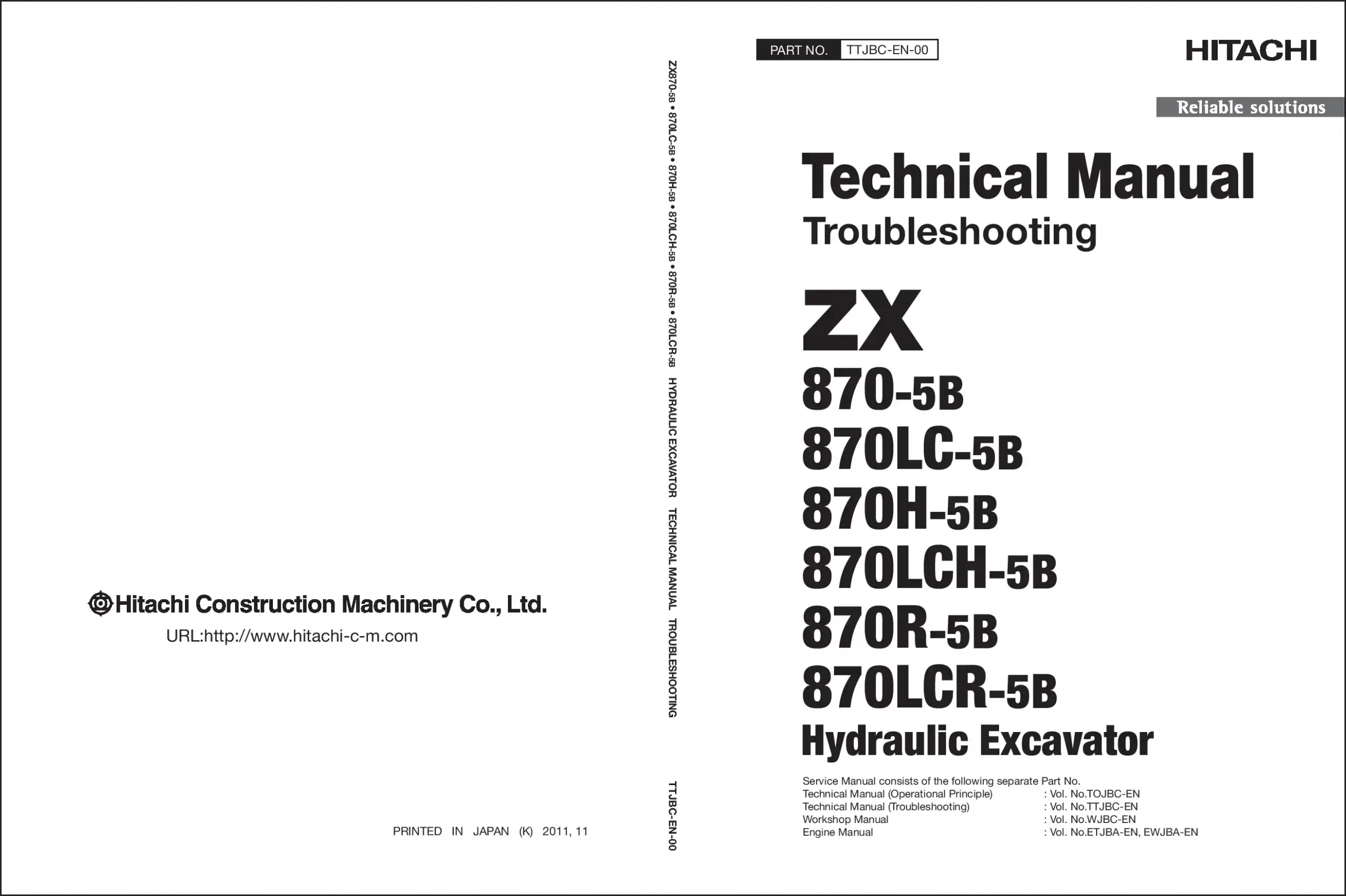 Hitachi ZX 870-5B LC 870H-5B LCH 870R-5B LCR Troubleshooting Technical manual PDF download
