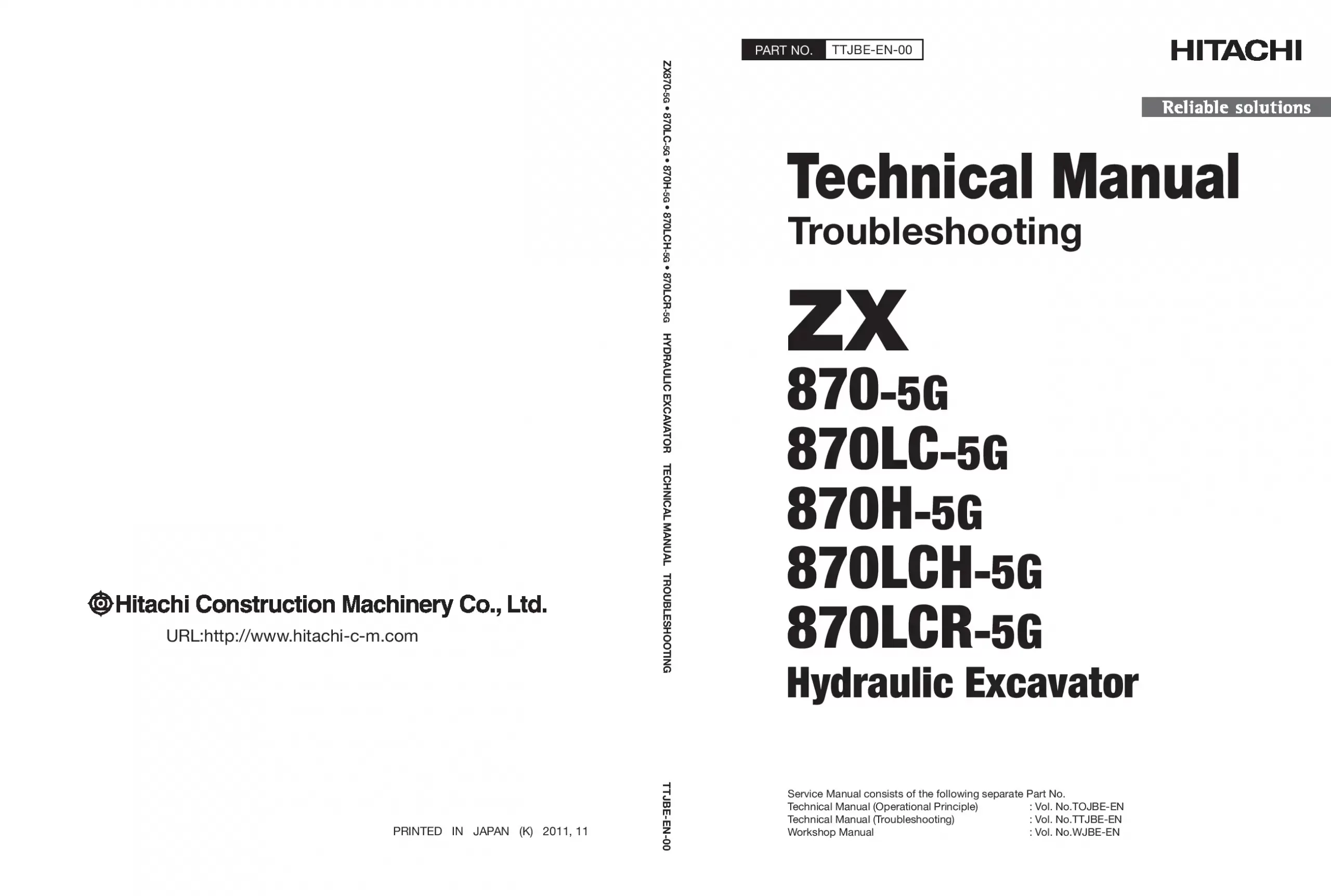 Hitachi ZX 870-5G LC 870H-5G LCH 870R-5G Troubleshooting Technical manual PDF download