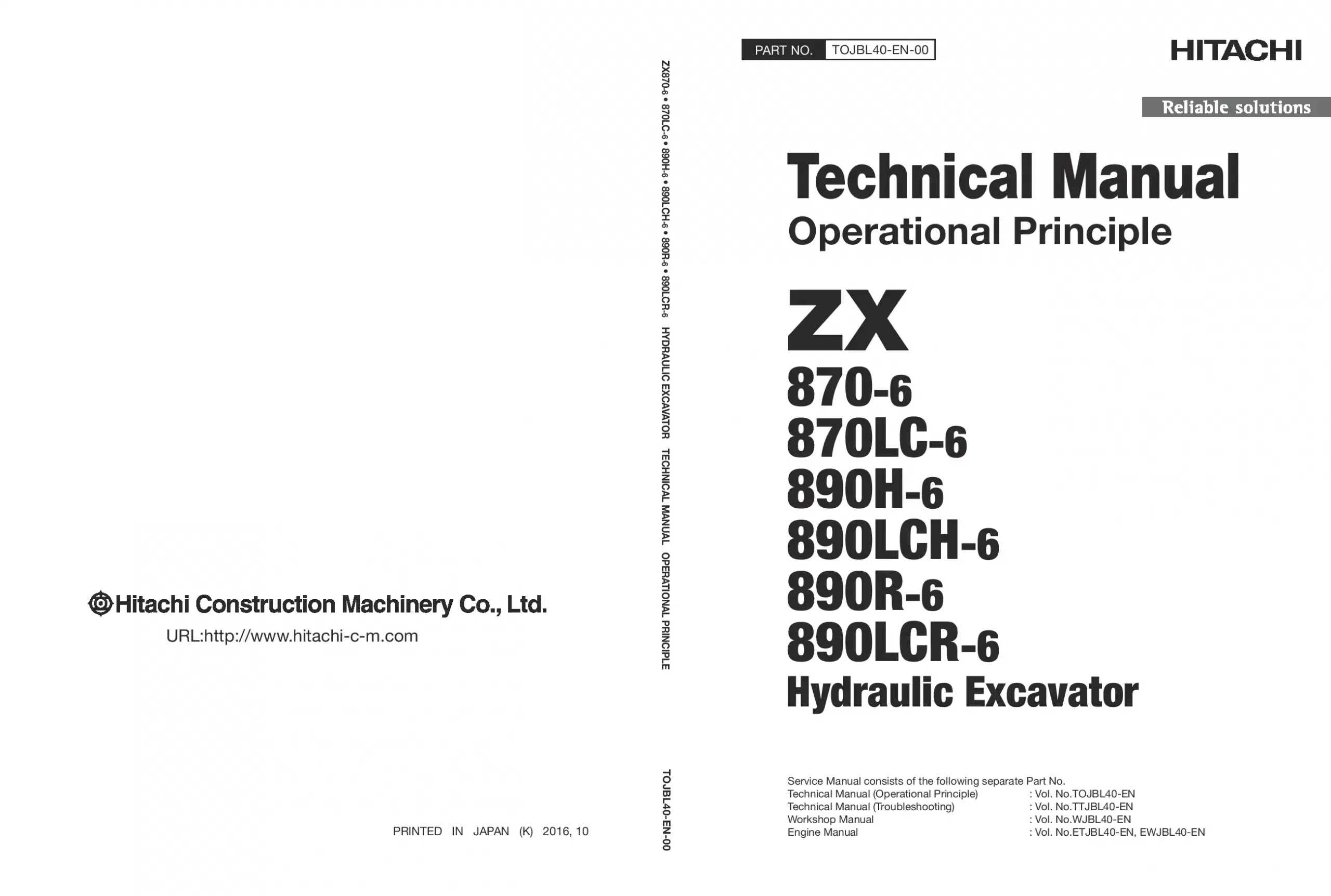 Hitachi ZX 870-6 890H-6 890R-6 LC LCH LCR Technical manual PDF download