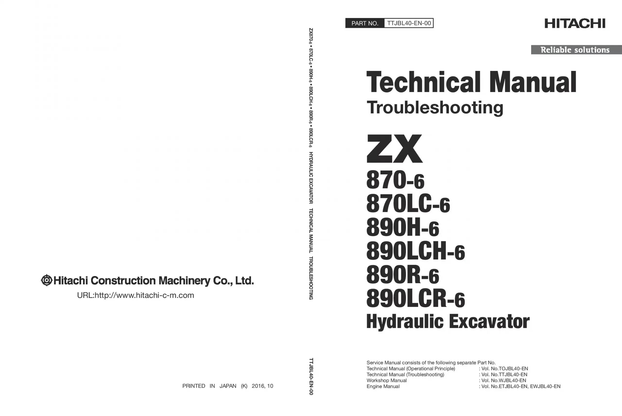 Hitachi ZX 870-6 890H-6 890R-6 LC LCH LCR Troubleshooting Technical manual PDF download