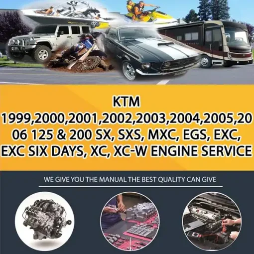 Ktm 1999,2000,2001,2002,2003,2004,2005,2006 125 & 200 Sx, Sxs, Mxc, Egs, Exc, Exc Six Days, Xc, Xc-W Engine Service Repair Manu (MT030327)