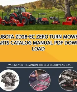 Kubota ZD28-EC Zero Turn Mower Parts Catalog Manual PDF download