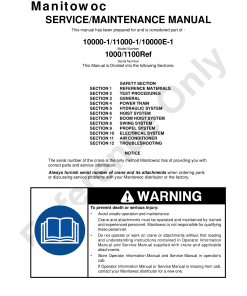Manitowoc 10000-1 11000-1 10000E-1 Workshop Repair Service Manual PDF Download