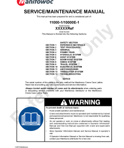 Manitowoc 11000-1 10000E-1 T4F Workshop Repair Service Manual PDF Download