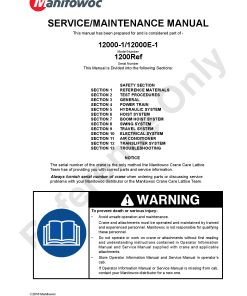 Manitowoc 12000-1 12000E-1 T4F Workshop Repair Service Manual PDF Download