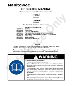 Manitowoc 12000-1 Operators and Maintenance Manual PDF Download
