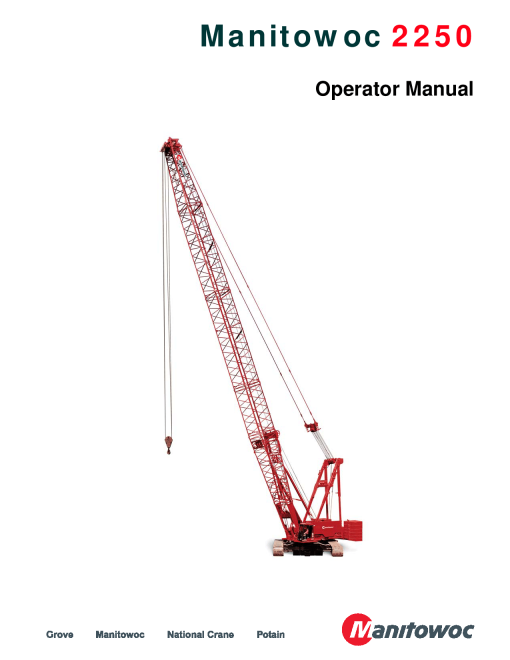 Manitowoc 2250 Operators and Maintenance Manual PDF Download