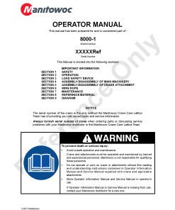 Manitowoc 8000-1 T4F Operators and Maintenance Manual PDF Download