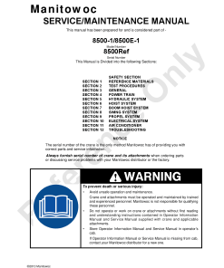 Manitowoc 8500-1 8500E-1 Workshop Repair Service Manual PDF Download