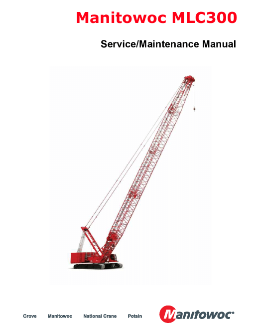 Manitowoc MLC300 Workshop Repair Service Manual PDF Download