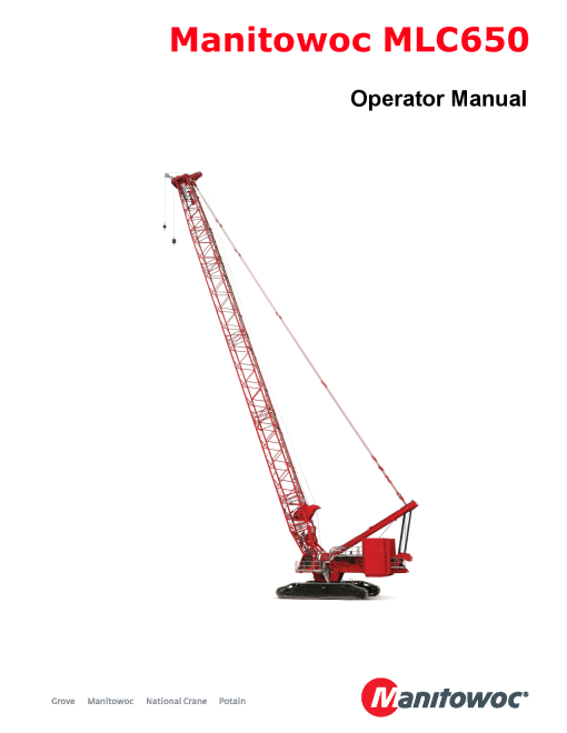 Manitowoc MLC650 Operators and Maintenance Manual PDF Download
