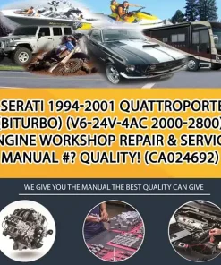 Maserati 1994-2001 Quattroporte Iv (Biturbo) (V6-24V-4Ac 2000-2800) Engine Workshop Repair & Service Manual #- Quality! (CA024692)