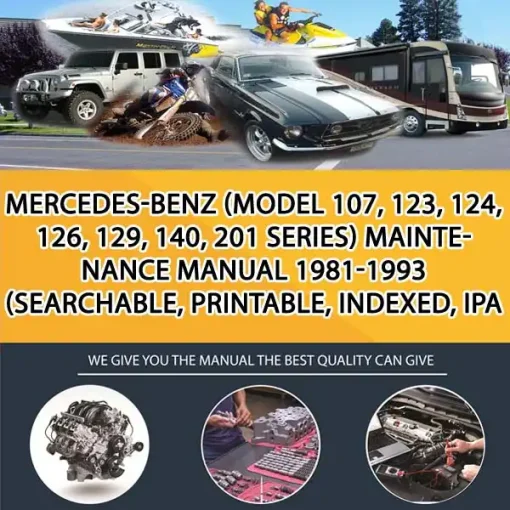 Mercedes-Benz (Model 107, 123, 124, 126, 129, 140, 201 Series) Maintenance Manual 1981-1993 (Searchable, Printable, Indexed, Ipa (CA051397)