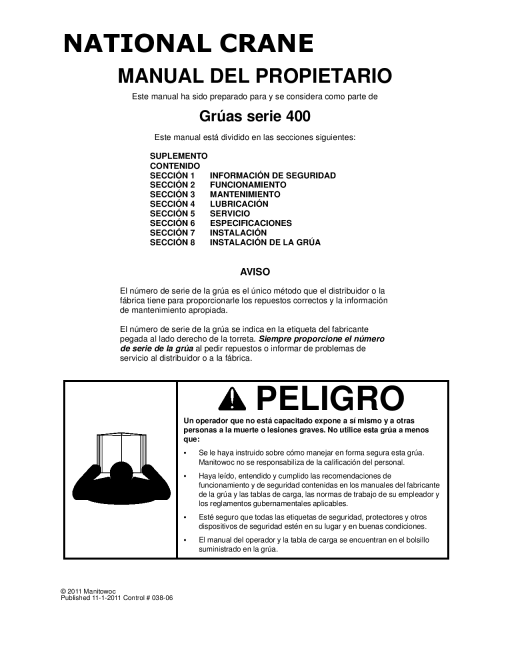 National Crane 400B Spanish Workshop Repair Service Manual PDF Download