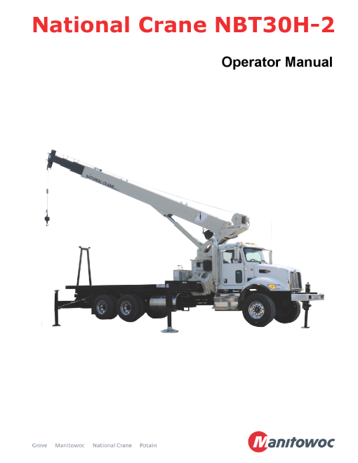 National Crane NBT30H-2 Operators and Maintenance Manual PDF Download
