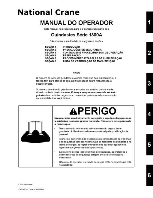 National Crane NC1300A Portuguese Operators and Maintenance Manual PDF Download