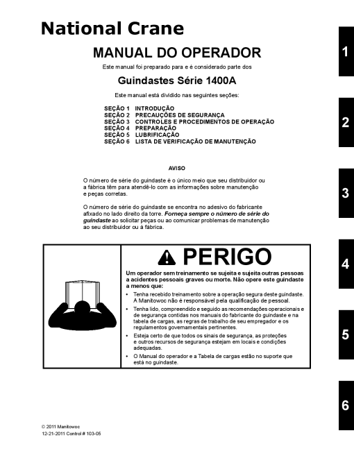 National Crane NC1400A Portuguese Operators and Maintenance Manual PDF Download