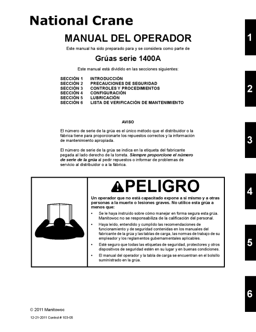 National Crane NC1400A Spanish Operators and Maintenance Manual PDF Download