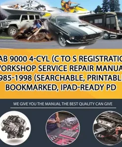 Saab 9000 4-Cyl (C To S Registration) Workshop Service Repair Manual 1985-1998 (Searchable, Printable, Bookmarked, Ipad-Ready Pd (CA038861)