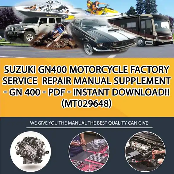 Suzuki Gn400 Motorcycle Factory Service Repair Manual Supplement - Gn 400 - Pdf - Instant Download!! (MT029648)