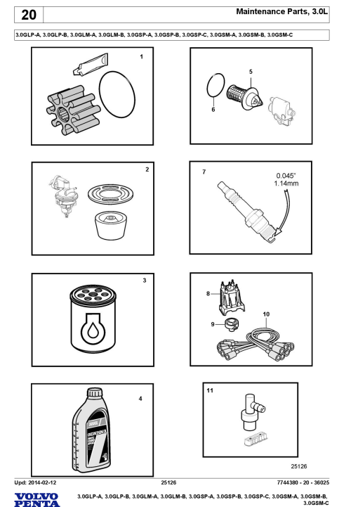 Volvo 3.0GLP-A B, 3.0GLM-A B, 3.0GSP-A B C, 3.0GSM-A B C Engine Parts manual catalog PDF Download