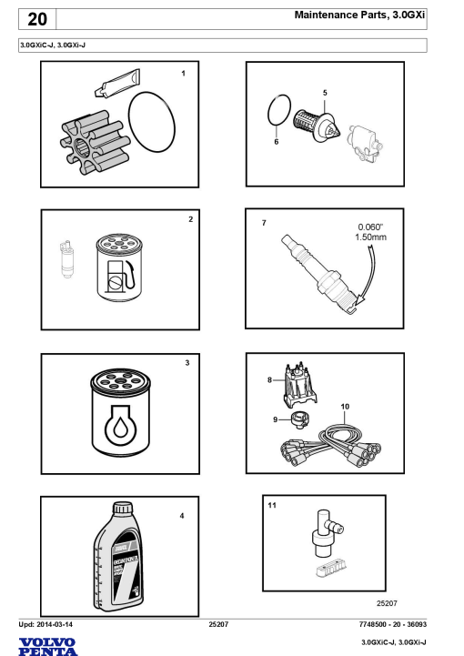 Volvo 3.0GXiC J, 3.0GXi J Engine Parts manual catalog PDF Download