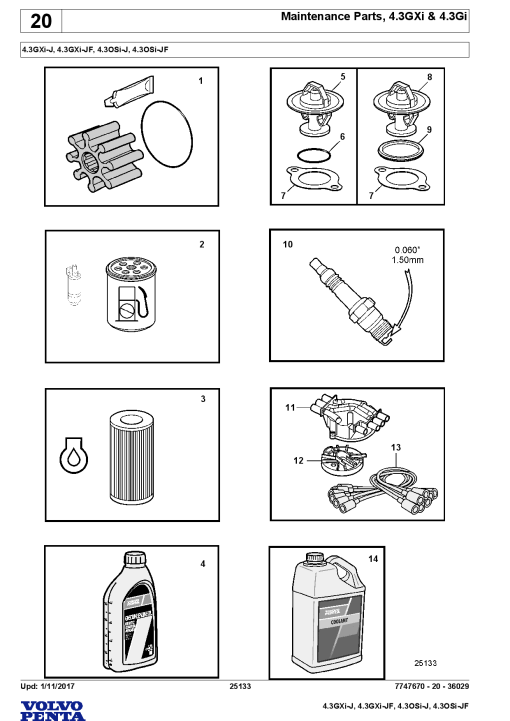Volvo 4.3GXi J JF, 4.3OSi J JF Engine Parts manual catalog PDF Download