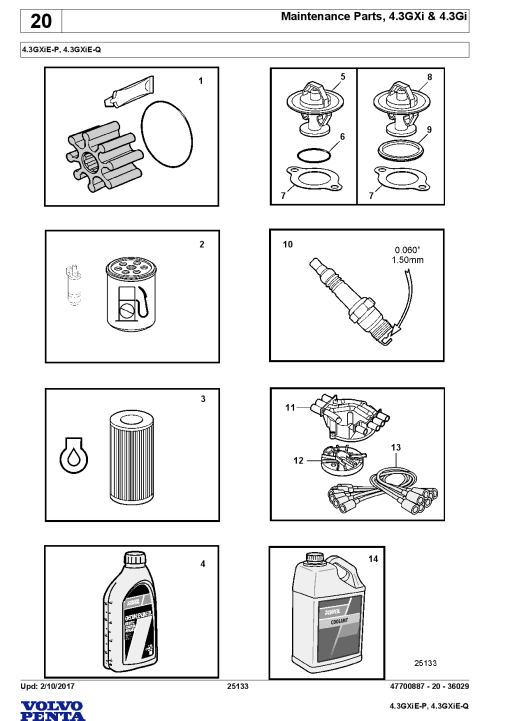Volvo 4.3GXiE P, 4.3GXiE Q Engine Parts manual catalog PDF Download