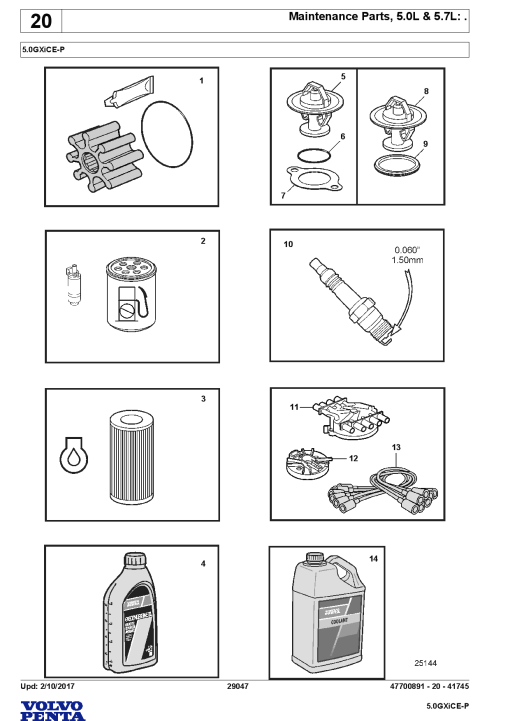 Volvo 5 0GXiCE P Engine Parts manual catalog PDF Download
